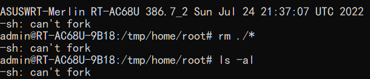 In another test, no commands could be executed after successfully logging in via SSH.